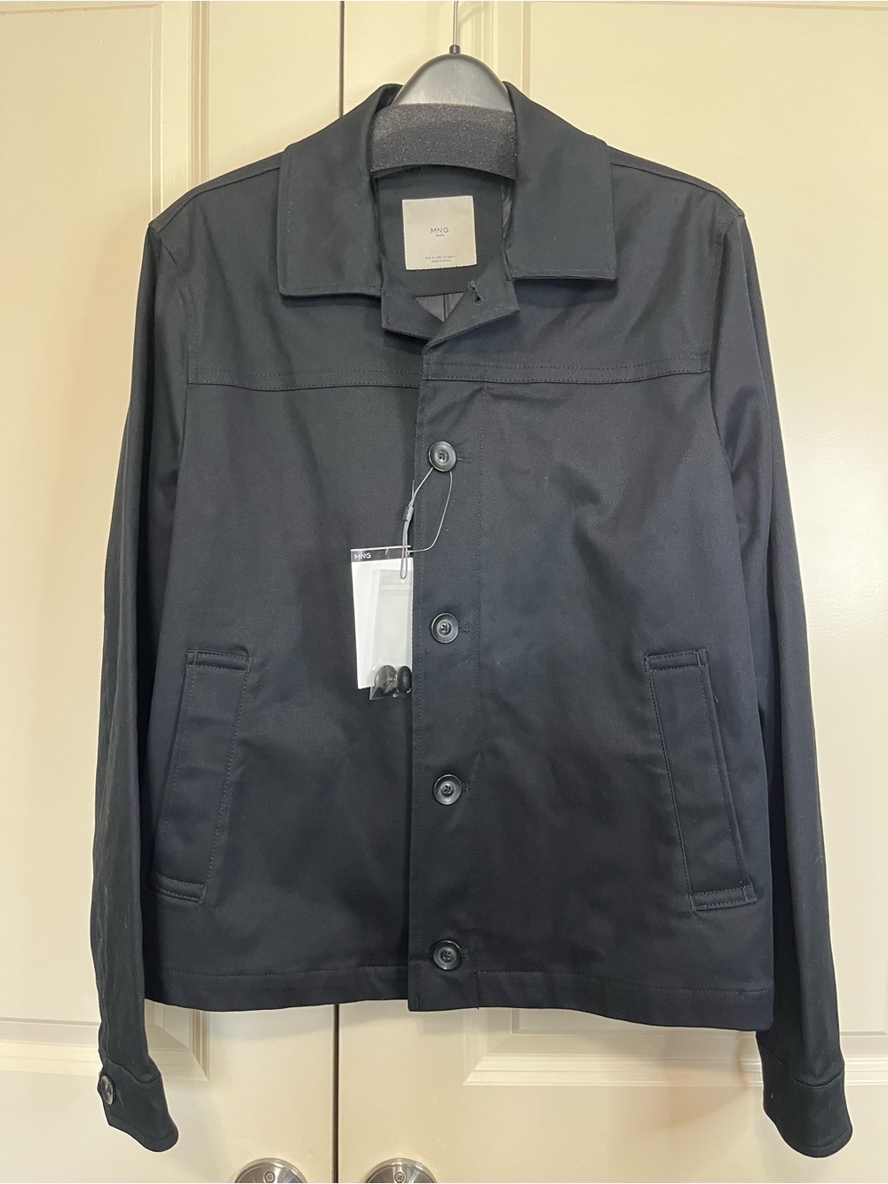 Mango Men Black Button-Up Lightweight Jacket